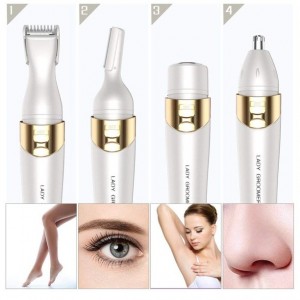 Meidong Electric Shaver Facial Hair Removal for Women 4 in 1 Portable Waterproof Painless Lady Elecreic Eyebrow Nose Hair Remover Bikini Line Trimmer for Make-up Smooth Beauty