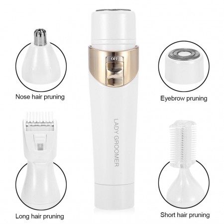 Meidong Electric Shaver Facial Hair Removal for Women 4 in 1 Portable Waterproof Painless Lady Elecreic Eyebrow Nose Hair Remover Bikini Line Trimmer for Make-up Smooth Beauty