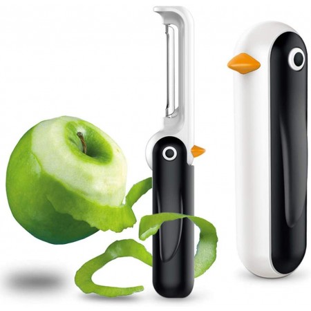 Meidong Vegetable Peeler Penguin Shape Collapsible Stainless Steel Blade Fruit Peeler Portable Kitchen Foldable Gadget Tool for Carrot Cucumber Potatoes Melon Peeling