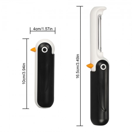 Meidong Vegetable Peeler Penguin Shape Collapsible Stainless Steel Blade Fruit Peeler Portable Kitchen Foldable Gadget Tool for Carrot Cucumber Potatoes Melon Peeling