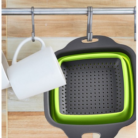 Meidong Collapsible Colander Foldable Food Strainers 2pcs Heat Resistant Drain Filter Sink Draining Tray Basket Set Practical Home Kitchen Foldable Vegetable Fruit Pasta Veggies Tool (Green)