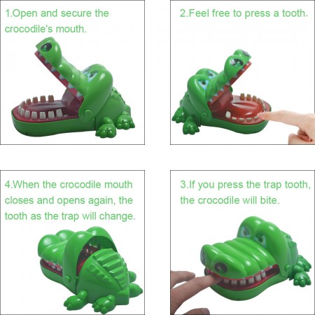 Meidong Crocodile Toy Dentist Finger Biting Game Mouth Dental Toys Home Party Festival Biting Hand Croc Game Funny Toys Gift for Adults Kids Boys Girls Baby (Green)