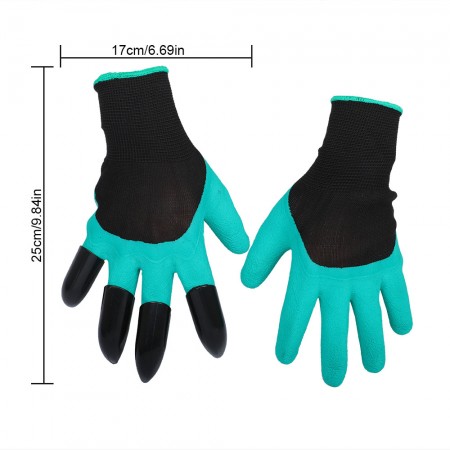 Meidong Gardening Gloves Waterproof Puncture Resistant Genie Mitts 5 Built-in Durable ABS Plastic Claws on Right Hand for Easy to Dig Planting Species Rake (Green)