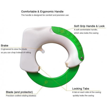 Meidong Utility Knives Circular ABS Rolling Knife Stainless Steel Circle Scroll Blade Kitchen Cutter Suit for Meat Vegetables Salad Pizza (White and Green)