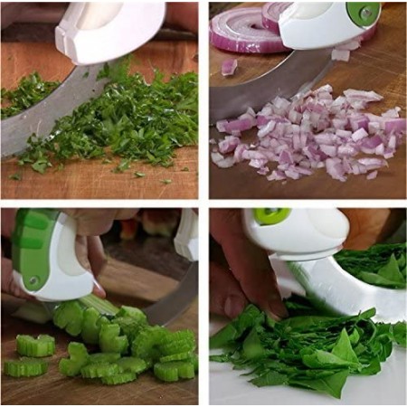 Meidong Utility Knives Circular ABS Rolling Knife Stainless Steel Circle Scroll Blade Kitchen Cutter Suit for Meat Vegetables Salad Pizza (White and Green)