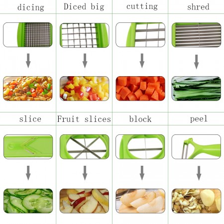 Meidong Vegetable Chopper Veggie Slicer With 11 Parts Multifunction Chopper Dicer Can Slice Shred Cube Mince Peel Chop For Food Onion Apple Salad Egg Garlic Cheese Tomato, Green