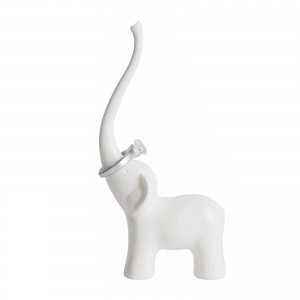 Meidong Jewelry Display Stand Elephant Ring Holder New ABS Ceramic Feel for Wedding Party Dressers Nightstands Bedroom Bathroom Counter Decor (White)
