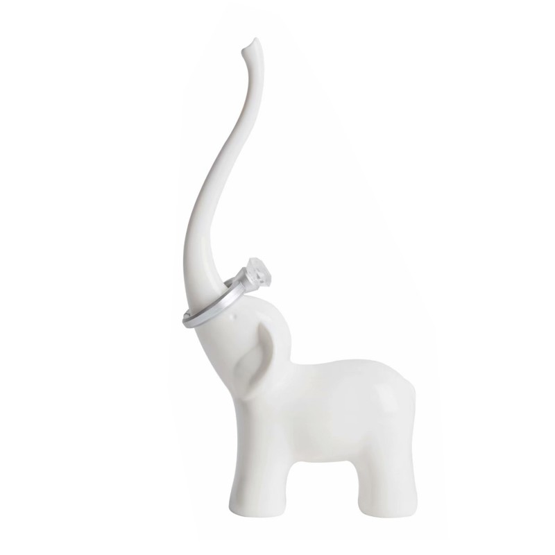Meidong Jewelry Display Stand Elephant Ring Holder New ABS Ceramic Feel for Wedding Party Dressers Nightstands Bedroom Bathroom Counter Decor (White)