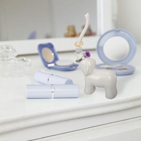 Meidong Jewelry Display Stand Elephant Ring Holder New ABS Ceramic Feel for Wedding Party Dressers Nightstands Bedroom Bathroom Counter Decor (White)