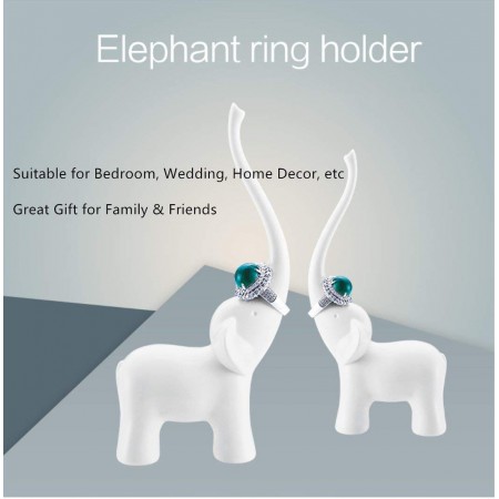 Meidong Jewelry Display Stand Elephant Ring Holder New ABS Ceramic Feel for Wedding Party Dressers Nightstands Bedroom Bathroom Counter Decor (White)
