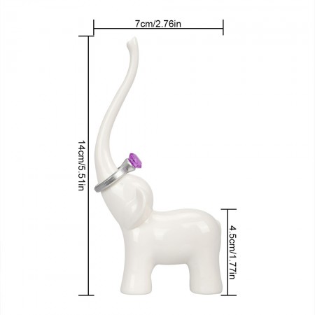 Meidong Jewelry Display Stand Elephant Ring Holder New ABS Ceramic Feel for Wedding Party Dressers Nightstands Bedroom Bathroom Counter Decor (White)