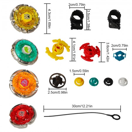 Meidong Bey Battling Blades Game 4pcs Spinner Tops Metal Fusion Starter Winning Set with Launchers Assemble Accessories for Kids Teens Friends Gathering Party