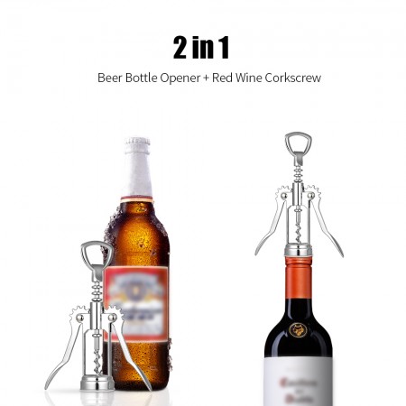 Meidong Wine Corkscrew Wing Opener Sturdy Zinc Alloy Durable Spiral Opener Corkwood Accessories Reusable Wine Bottle Stoppers Remove