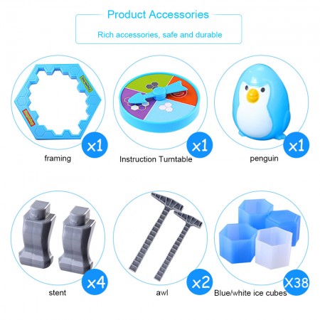 Meidong Mini Table Game Save Penguin Pre Kindergarten Toys Ice-Breaking Desktop Game Knock Ice Cube Assemble Toys Promote Parent-Child Interactive Game for Family Gathering Party Festival