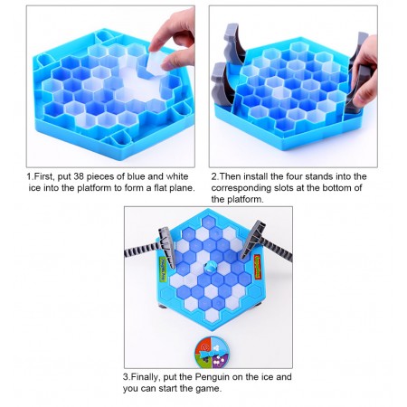 Meidong Mini Table Game Save Penguin Pre Kindergarten Toys Ice-Breaking Desktop Game Knock Ice Cube Assemble Toys Promote Parent-Child Interactive Game for Family Gathering Party Festival