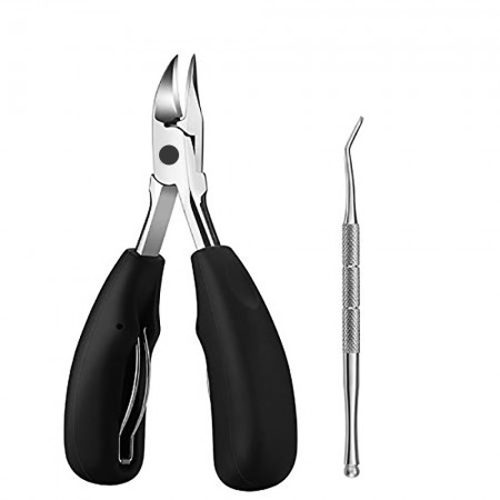 Meidong Nail Clippers with Lifter Suit Heavy Duty Stainless Steel Soft Grip Toe Nail Cutters Olecranon Design for Thick and Brittle Toenails Caused by Paronychia Nail Fungus Damage or Aging (Black)