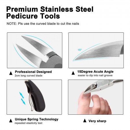 Meidong Nail Clippers with Lifter Suit Heavy Duty Stainless Steel Soft Grip Toe Nail Cutters Olecranon Design for Thick and Brittle Toenails Caused by Paronychia Nail Fungus Damage or Aging (Black)