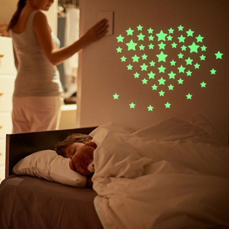 Meidong Wall Stickers Glow in The Dark Stars Moon Window Stickers Free Removable Adhesive Glowing Star Beautiful Wall Window Decals for Kids Adults Bedroom Room Ceiling (Fluorescent Green)