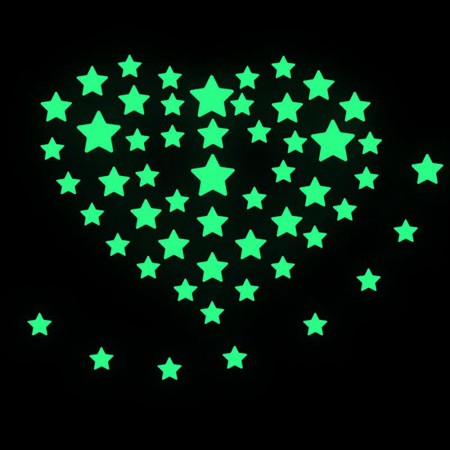 Meidong Wall Stickers Glow in The Dark Stars Moon Window Stickers Free Removable Adhesive Glowing Star Beautiful Wall Window Decals for Kids Adults Bedroom Room Ceiling (Fluorescent Green)
