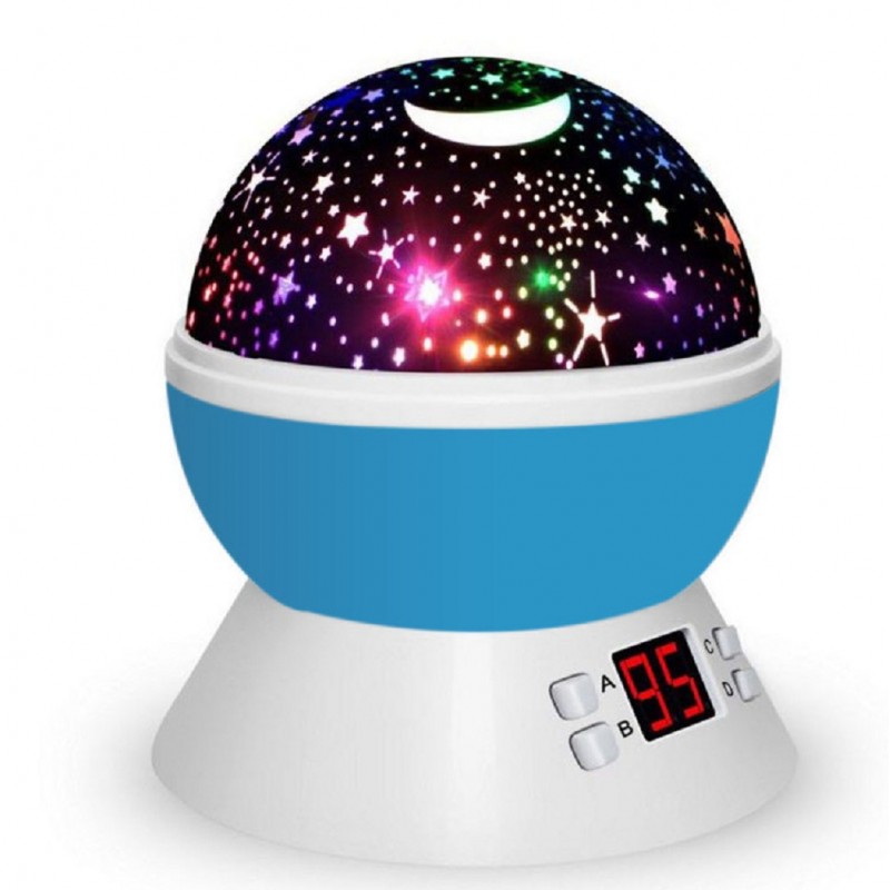 Meidong Star Projector Lamp Starry Timer Rotary Night Light Romantic Star USB Batteries Power with Color Conversion for Kids Babies Boys Girls Child Lovers Gifts （Blue）