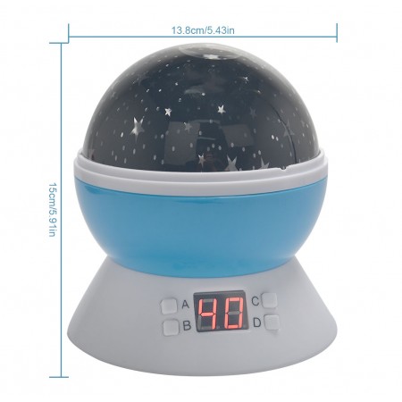 Meidong Star Projector Lamp Starry Timer Rotary Night Light Romantic Star USB Batteries Power with Color Conversion for Kids Babies Boys Girls Child Lovers Gifts （Blue）