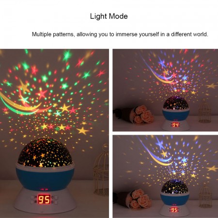 Meidong Star Projector Lamp Starry Timer Rotary Night Light Romantic Star USB Batteries Power with Color Conversion for Kids Babies Boys Girls Child Lovers Gifts （Blue）