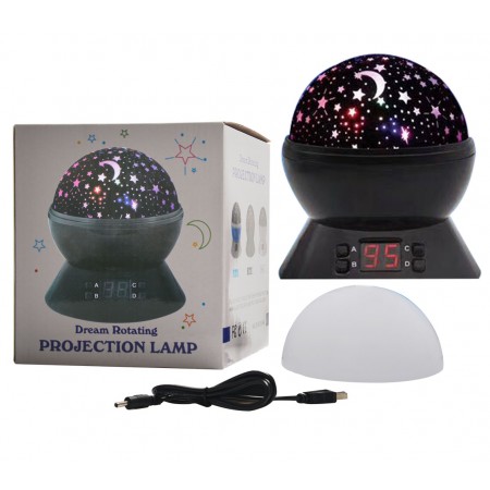 Meidong Star Projector Lamp Starry Timer Rotary Night Light Romantic Star USB Batteries Power with Color Conversion for Kids Babies Boys Girls Child Lovers Gifts (Black)
