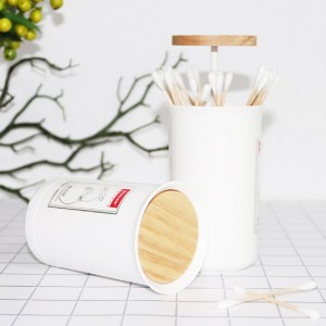 Meidong Cotton Swab Holder Toothpick Dispenser Creative Coffee Cup Hidden Pressure Automatic Pop-up Design Organizer for Home Office Cafe Restaurant Hotel Decoration (White)