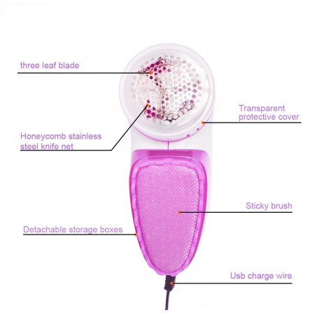 Meidong Fabric Shaver Lint Remover Portable USB Charge Dual Protection for Pills Lint Fuzz from Clothing Sofa Curtains Sheets Blankets Cashmere Furniture Couch (Pink)