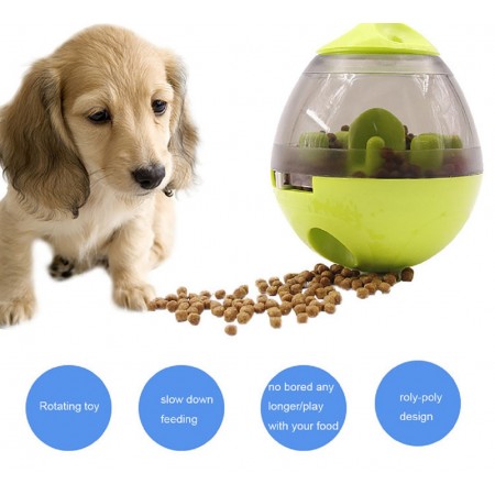 Meidong Treat Ball Pet Food Leaking Ball Fun Increases IQ Interactive Toys Food dispersing Ball Roly-Poly Design for Puppy Small Medium Cats Dogs Pets (Green)