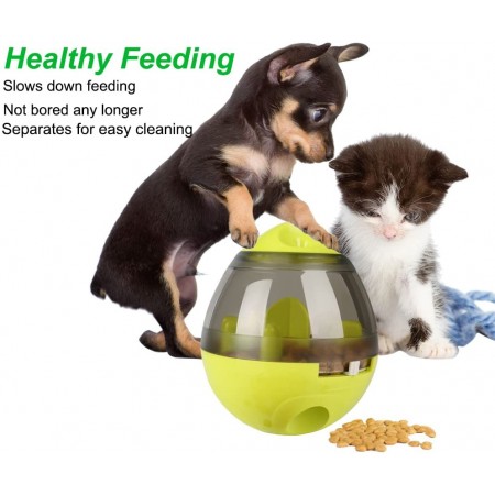 Meidong Treat Ball Pet Food Leaking Ball Fun Increases IQ Interactive Toys Food dispersing Ball Roly-Poly Design for Puppy Small Medium Cats Dogs Pets (Green)