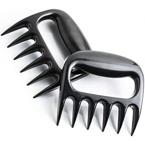 Meidong Meat Claws Shredder Bear Claws Kitchen Utensil Ergonomic Handle BPA-Free for Shredding Pork Brisket Shoulder Butt Chicken Turkey Beef Ham (Black, 1 Pair)