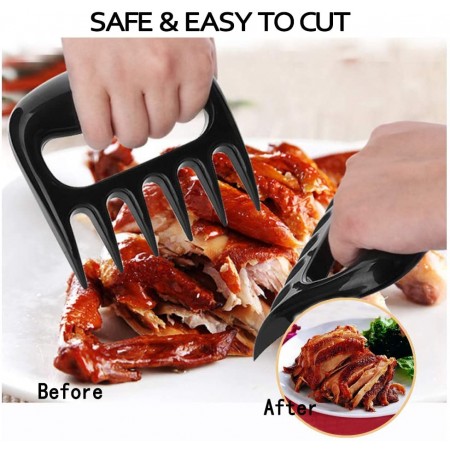 Meidong Meat Claws Shredder Bear Claws Kitchen Utensil Ergonomic Handle BPA-Free for Shredding Pork Brisket Shoulder Butt Chicken Turkey Beef Ham (Black, 1 Pair)