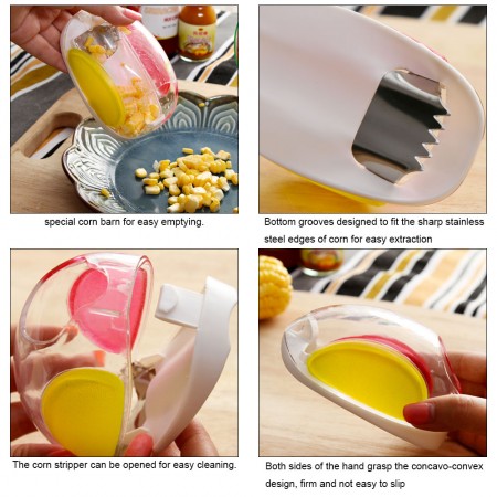 Meidong Corn Stripper Tool Stainless Steel Corn Peeler Slicer Cutter Remover Stripping Tool Serrated Blade Ergonomic Grip Quick Stripperd Corn Cob Kernels Kitchen Cooking Tools