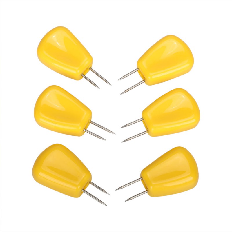 Meidong Skewers Corn Kernel Shape 3 Pair Interlock Alignment Corn Fork Set of 6pcs for Holding Corn Cob BBQ Meatballs Barbecue Chicken Beaf Fruits Cakes (Yellow, 6pcs)