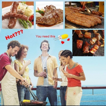 Meidong Skewers Corn Kernel Shape 3 Pair Interlock Alignment Corn Fork Set of 6pcs for Holding Corn Cob BBQ Meatballs Barbecue Chicken Beaf Fruits Cakes (Yellow, 6pcs)