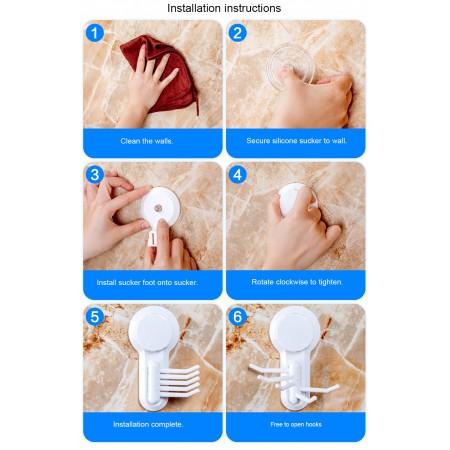Meidong Hook 5 Claws Suction Cup Wall Mounting Gluing Installation for Smooth Rough Wall Surface Multi-Use Hanging Bag Loofah Sponge Towel Key Coat at Bathroom Kitchen Office Car (White)