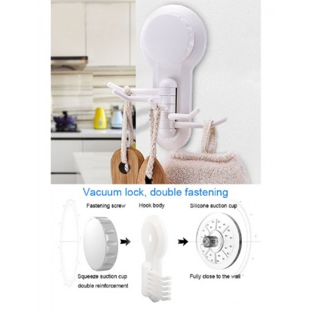 Meidong Hook 5 Claws Suction Cup Wall Mounting Gluing Installation for Smooth Rough Wall Surface Multi-Use Hanging Bag Loofah Sponge Towel Key Coat at Bathroom Kitchen Office Car (White)