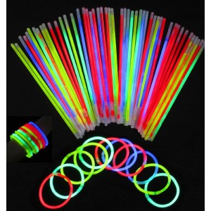 Meidong Glow Sticks 100pcs 8" Set with Connectors, Glow in the Dark Party Supplies Light-up Mixed Color Safe Non-toxic Glowstick DIY Necklaces Bracelets for Kids Boys Girls