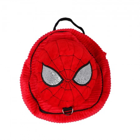Meidong Spiderman Mini Backpack with Leash Harness Short Plush Fabric Anti-Lost Children Backpack Carry Toys Candies for Toddler Infants Boys Girls 1-3 Years Old (Red)