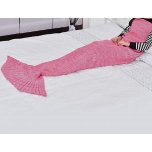 Meidong Mermaid Tail Blanket Crochet Fabric Rug Warm Soft All Seasons Sleeping Blankets Classic Pattern Oversized For Kids Girls Women Teens Adult Living Room Best Birthday Gift (Pink)
