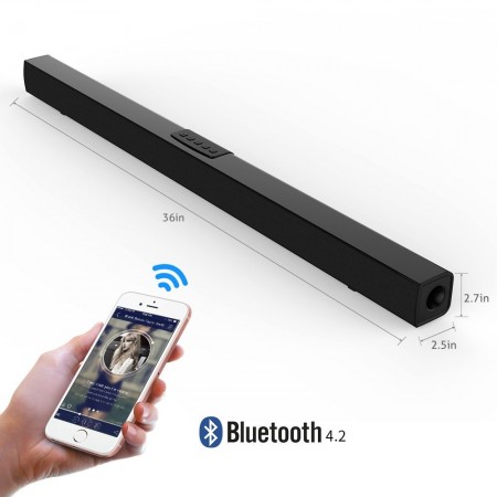 TV Sound Bar, Meidong Bluetooth Soundbar with Built-in Subwoofer, 36 inch 2.0 Channel Home Theater Speakers, Wireless and Wired Bluetooth Audio for TV/PC/ Phones/Tablets/ Echo dot (2017 Model) 