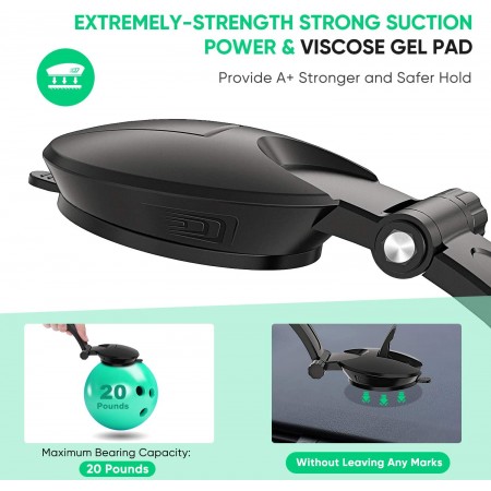 Meidong Magnetic Phone Car Mount - Universal Magnet Dashboard Cell Phone Holder with Strong Ultra Thin Suction Cup for Car Compatible with iPhone 11 Pro Max Xr Xs 8 7 6S Note 10 5G and All Smartphone