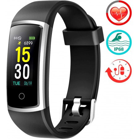 Meidong Fitness Tracker with Blood Pressure HR Monitor - 2019 Upgraded Activity Tracker Watch with Heart Rate Color Monitor IP68 Pedometer Calorie Counter and 14 Sports Tracking for Women Kids Men