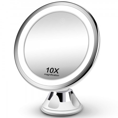 Meidong Makeup Mirror 10X Magnifying Vanity Mirror - 3 Color Modes & 36 LED Cosmetic Mirror, High Definition, Touch Control, 360°Rotation & Powerful Suction Cup for Bathroom Shower Travel