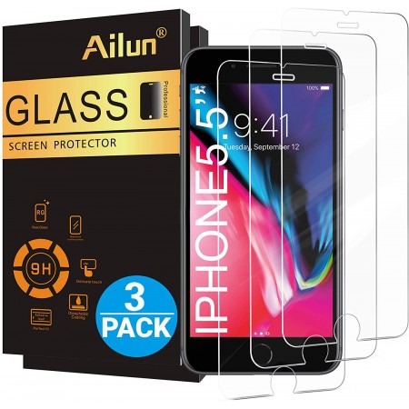 Meidong Screen Protector for iPhone 8 Plus/7 Plus/6s Plus/6 Plus-5.5 Inch 3Pack 2.5D Edge Tempered Glass 
