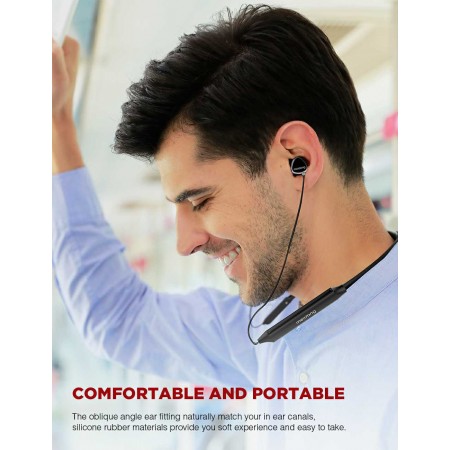 Meidong Active Noise Cancelling Bluetooth Earbuds, in Ear Neckband Wireless Headphones with Microphone HD Stereo Sound V4.2 Magnetic Sports Earphones 8+ Hours Playtime