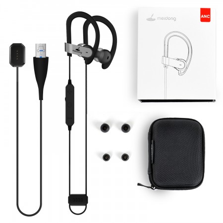 Meidong HE8C Active Noise Cancelling Bluetooth Earbuds in Ear Earphones Sports Headphones with Hard Travel Case/Deep Bass/15 Hours Playtime/apt-X Csr Built in Microphone【Upgrade】