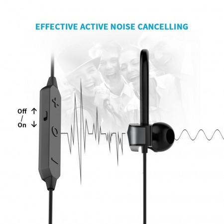 Active Noise Cancelling Bluetooth Headphones , Meidong HE8K Wireless Earbuds in Ear Sports Earphones with 12 Hours Battery AptX Stereo Sound with Built in Microphones and Hard Travel Case for Workout 