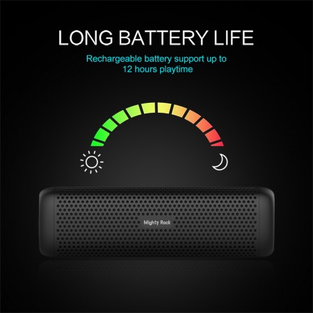 Mighty Rock 6110 Bluetooth Speakers Portable Wireless Speaker with 16W Rich Deep Bass, 12 Hours Playtime and Strong Aluminum-Alloy Shell Support TF Card (Black)